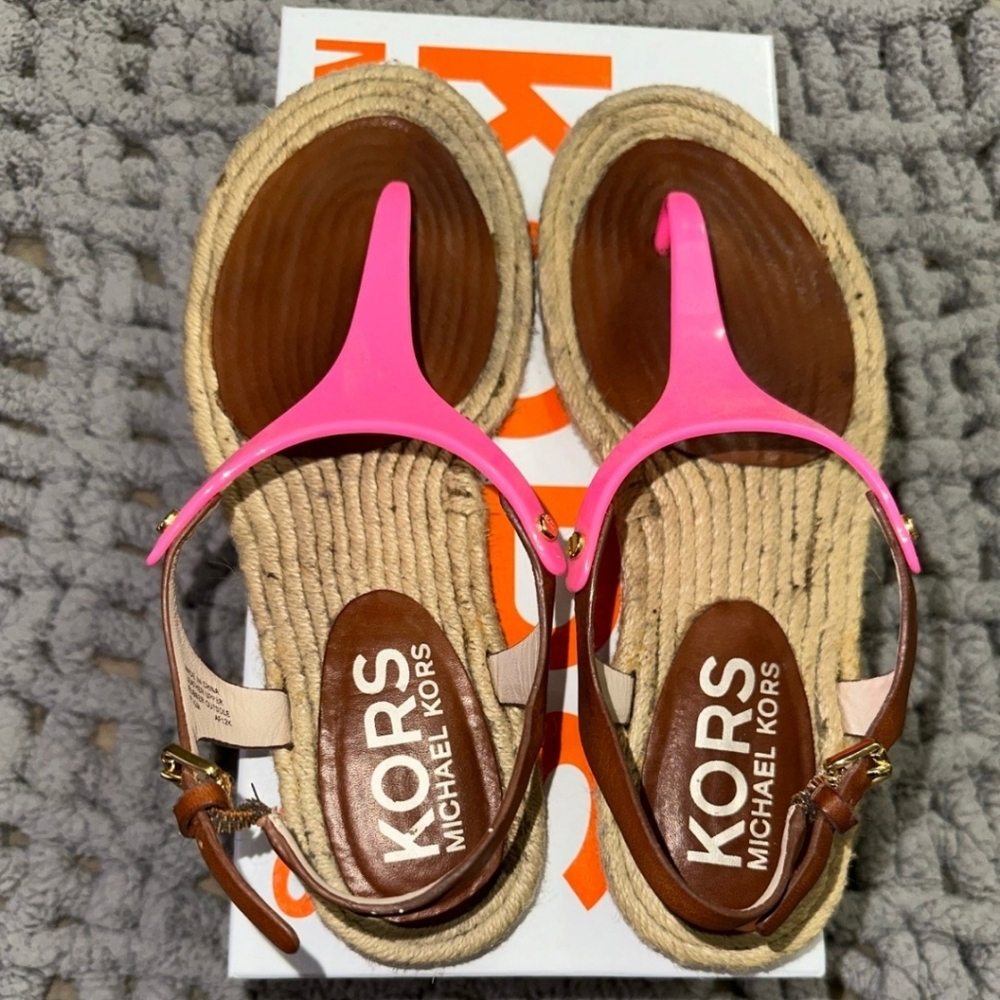 Michael Kors Vibrant Pink and Brown Sandals